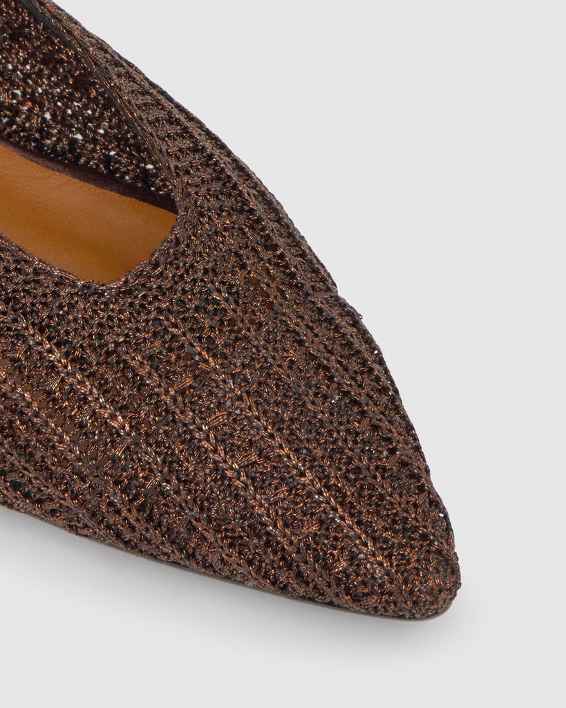 Bailarina plana Bassi en punto metalizado