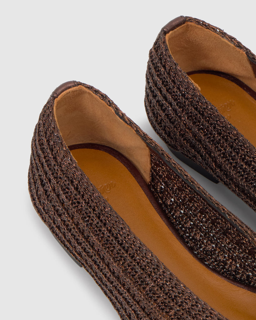 Bailarina plana Bassi en punto metalizado