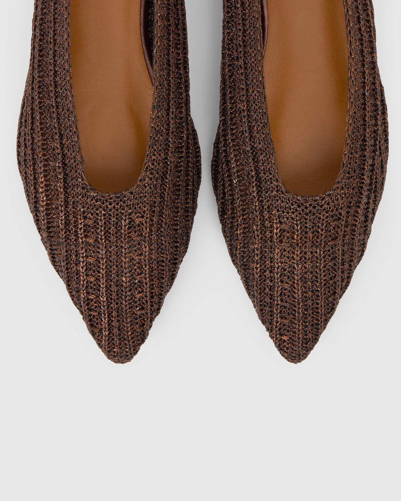 Bailarina plana Bassi en punto metalizado