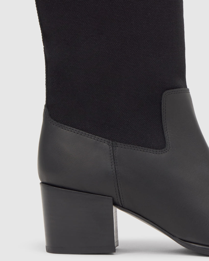 Bota de tacón Naomi en cuero y lona sin cierre