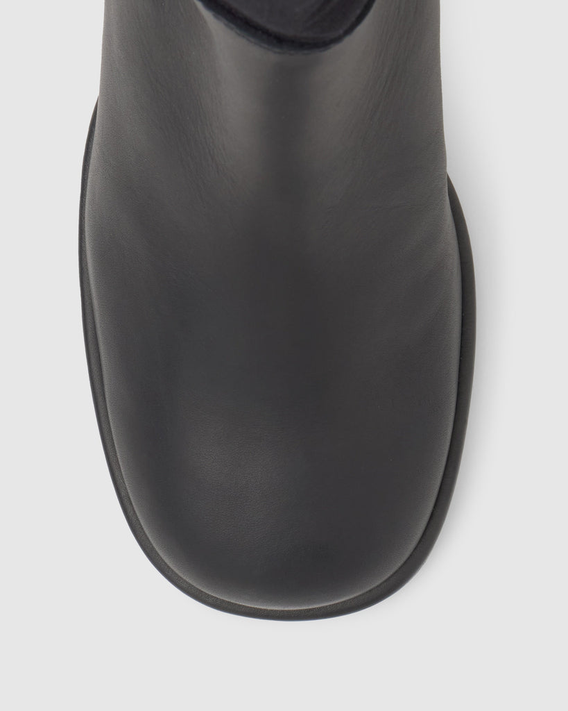 Bota de tacón Naomi en cuero y lona sin cierre