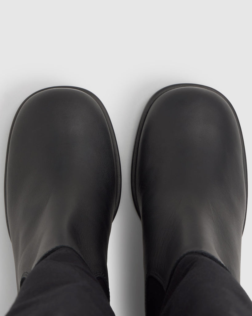 Bota de tacón Naomi en cuero y lona sin cierre