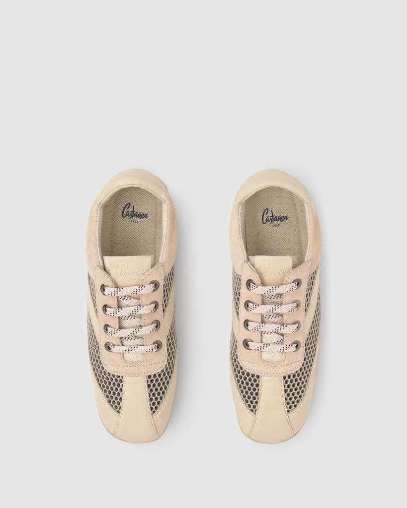 Sneaker Luisa en napa y ante con cierre de cordones